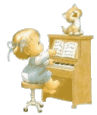 Gif animé enfant fillette au piano